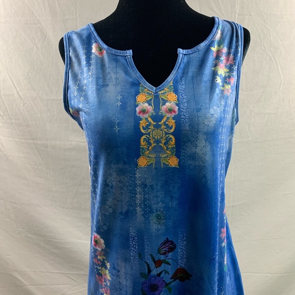 Blue Boho Floral Print Mini Dress - Picture 7 of 9